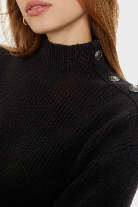 Guess Zylee Yün Karışımlı Regular Fit Balıkçı Yaka W4BR39Z2WX0 Bayan Kazak W4BR39 Z2WX0 JBLK SİYAH - 4