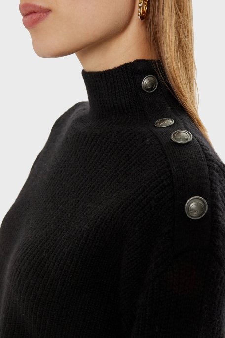 Guess Zylee Yün Karışımlı Regular Fit Balıkçı Yaka W4BR39Z2WX0 Bayan Kazak W4BR39 Z2WX0 JBLK SİYAH - 5