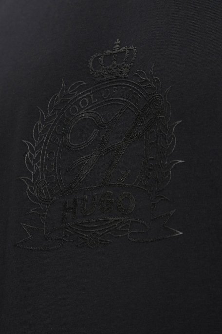 Hugo % 100 Pamuk Logolu Regular Fit Bisiklet Yaka Erkek T Shirt 50538246 001 SİYAH - 5