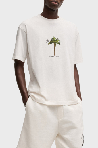 Hugo % 100 Pamuk Relaxed Fit Bisiklet Yaka Baskılı Erkek T Shirt 50538972 102 BEYAZ - 1