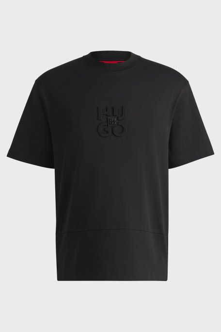 Hugo % 100 Pamuk Relaxed Fit Bisiklet Yaka Logolu Erkek T Shirt 50535499 001 SİYAH - 5