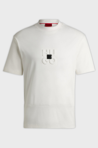 Hugo % 100 Pamuk Relaxed Fit Bisiklet Yaka Logolu Erkek T Shirt 50535499 102 BEYAZ - 5