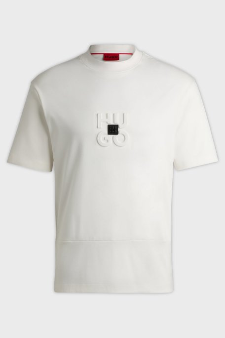 Hugo % 100 Pamuk Relaxed Fit Bisiklet Yaka Logolu Erkek T Shirt 50535499 102 BEYAZ - 5