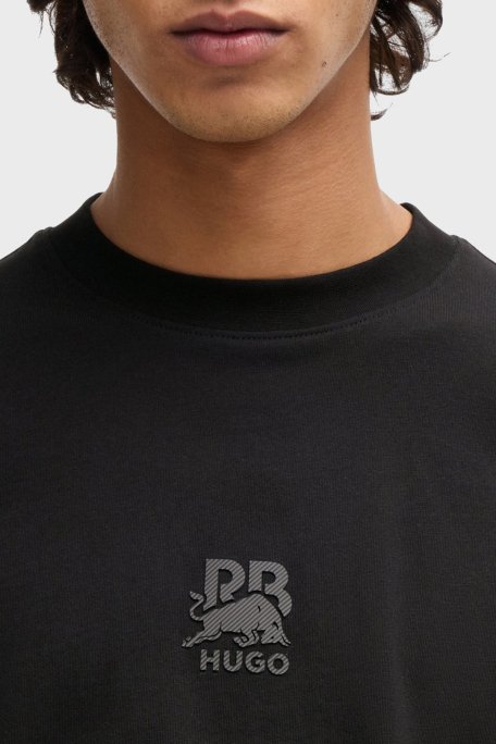 Hugo % 100 Pamuk Relaxed Fit Bisiklet Yaka Logolu Erkek T Shirt 50542766 001 SİYAH - 2