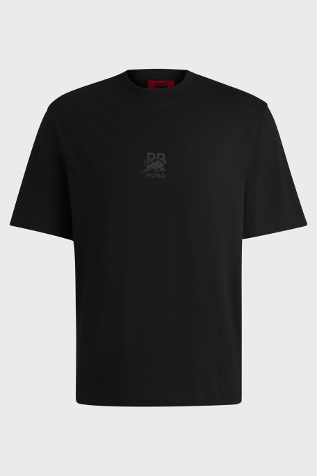 Hugo % 100 Pamuk Relaxed Fit Bisiklet Yaka Logolu Erkek T Shirt 50542766 001 SİYAH - 4