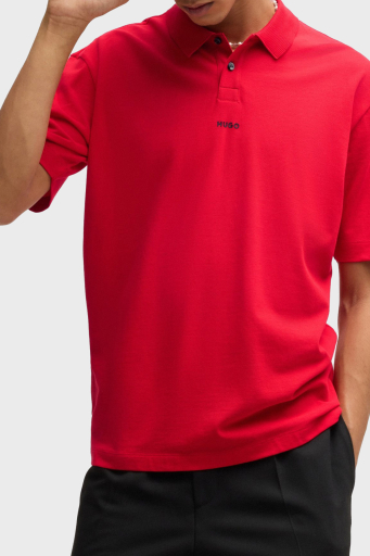 Hugo % 100 Pamuk Relaxed Fit Düğmeli Erkek Polo Yaka T Shirt 50493206 694 KIRMIZI - 6