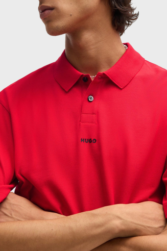 Hugo % 100 Pamuk Relaxed Fit Düğmeli Erkek Polo Yaka T Shirt 50493206 694 KIRMIZI - 9