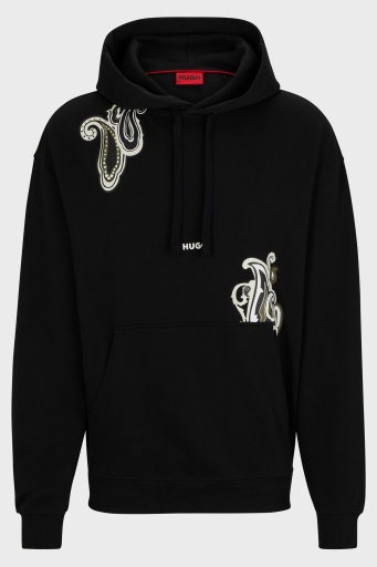 Hugo % 100 Pamuk Relaxed Fit Kanguru Cepli Kapüşonlu Erkek Sweat 50494559 001 SİYAH - 5
