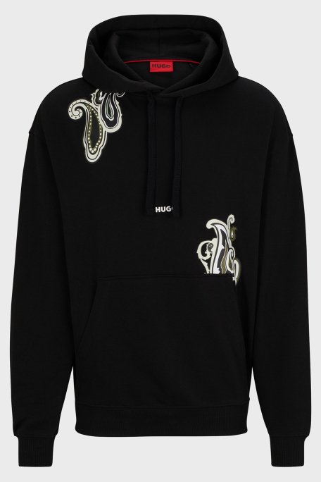 Hugo % 100 Pamuk Relaxed Fit Kanguru Cepli Kapüşonlu Erkek Sweat 50494559 001 SİYAH - 5