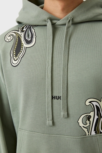 Hugo % 100 Pamuk Relaxed Fit Kanguru Cepli Kapüşonlu Erkek Sweat 50494559 330 AÇIK YEŞİL - 5