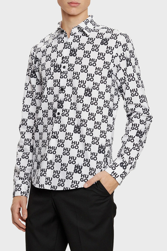 Hugo % 100 Pamuk Slim Fit Tamamı Logolu Erkek Gömlek 50534257 199 SİYAH-BEYAZ - 1