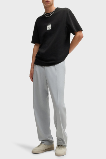 Hugo Baskılı % 100 Pamuk Relaxed Fit Bisiklet Yaka Erkek T Shirt 50530434 001 SİYAH - 7