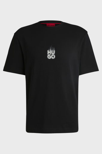 Hugo Baskılı % 100 Pamuk Relaxed Fit Bisiklet Yaka Erkek T Shirt 50530434 001 SİYAH - 10