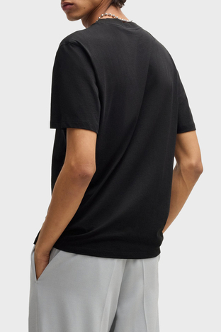 Hugo - Hugo Baskılı % 100 Pamuk Relaxed Fit Bisiklet Yaka Erkek T Shirt 50530683 001 SİYAH (1)