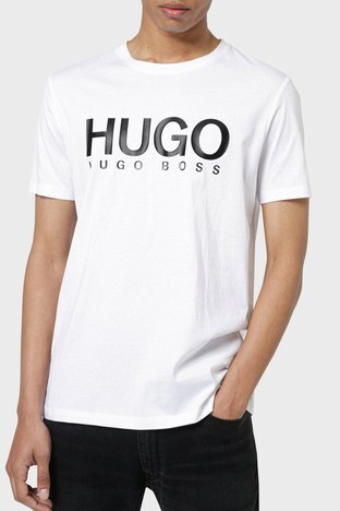 Hugo - Hugo Baskılı Regular Fit Bisiklet Yaka % 100 Pamuk Erkek T Shirt 50387414 120 BEYAZ