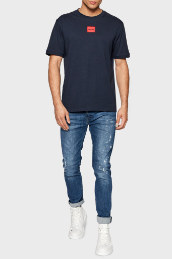 Hugo Baskılı Regular Fit Bisiklet Yaka % 100 Pamuk Erkek T Shirt 50447978 405 LACİVERT - 7
