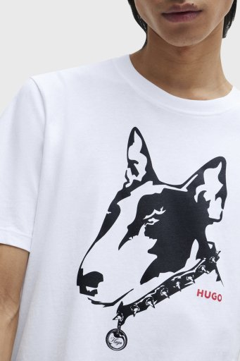 Hugo Bisiklet Yaka Regular Fit Pamuklu Jarse Erkek T Shirt 50504916 100 BEYAZ - 3
