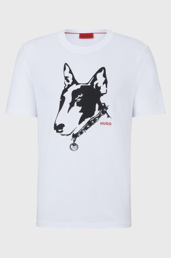 Hugo Bisiklet Yaka Regular Fit Pamuklu Jarse Erkek T Shirt 50504916 100 BEYAZ - 10
