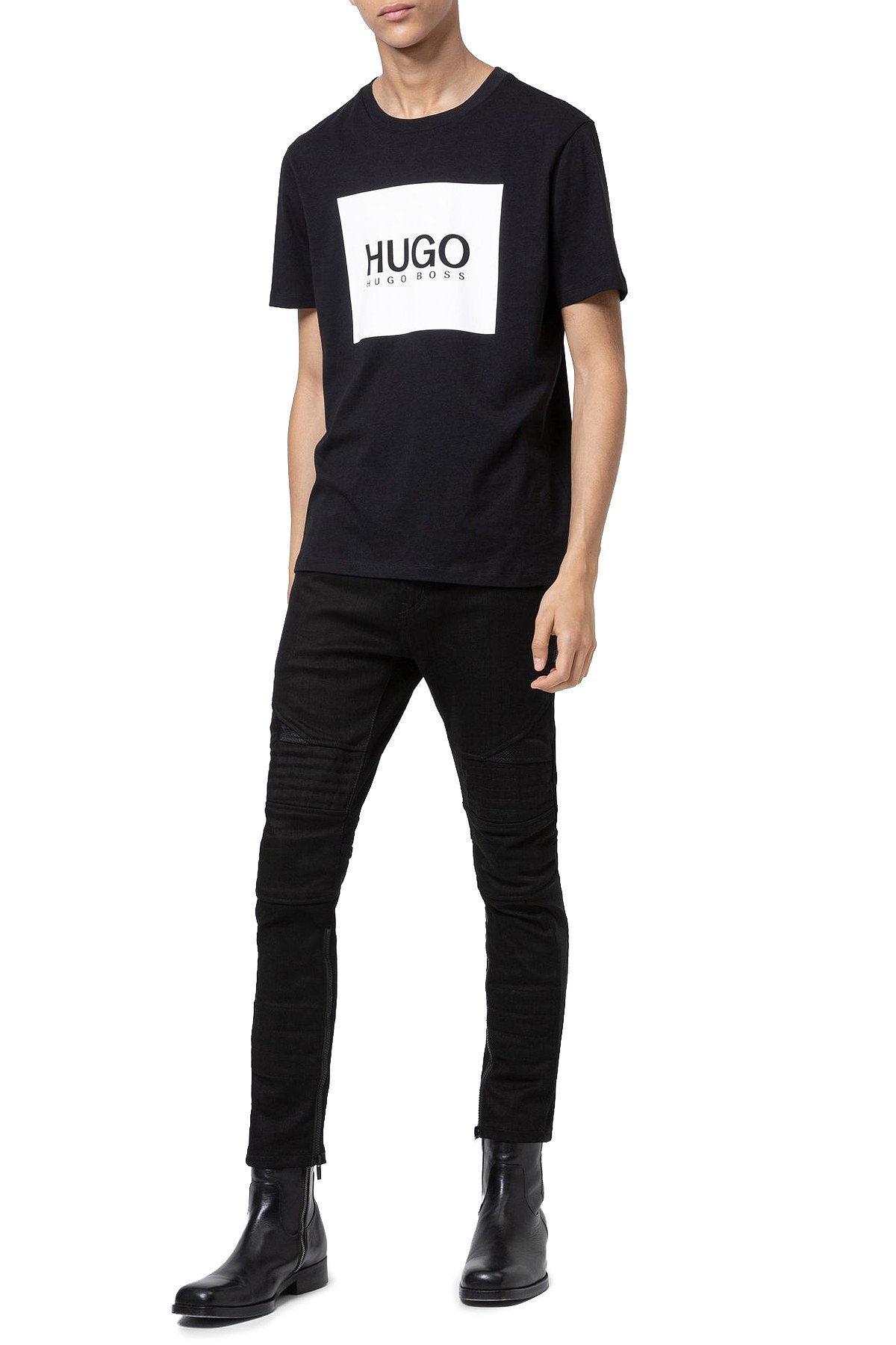 Hugo Boss % 100 Pamuklu Bisiklet Yaka Erkek T Shirt 50448795 001 SİYAH