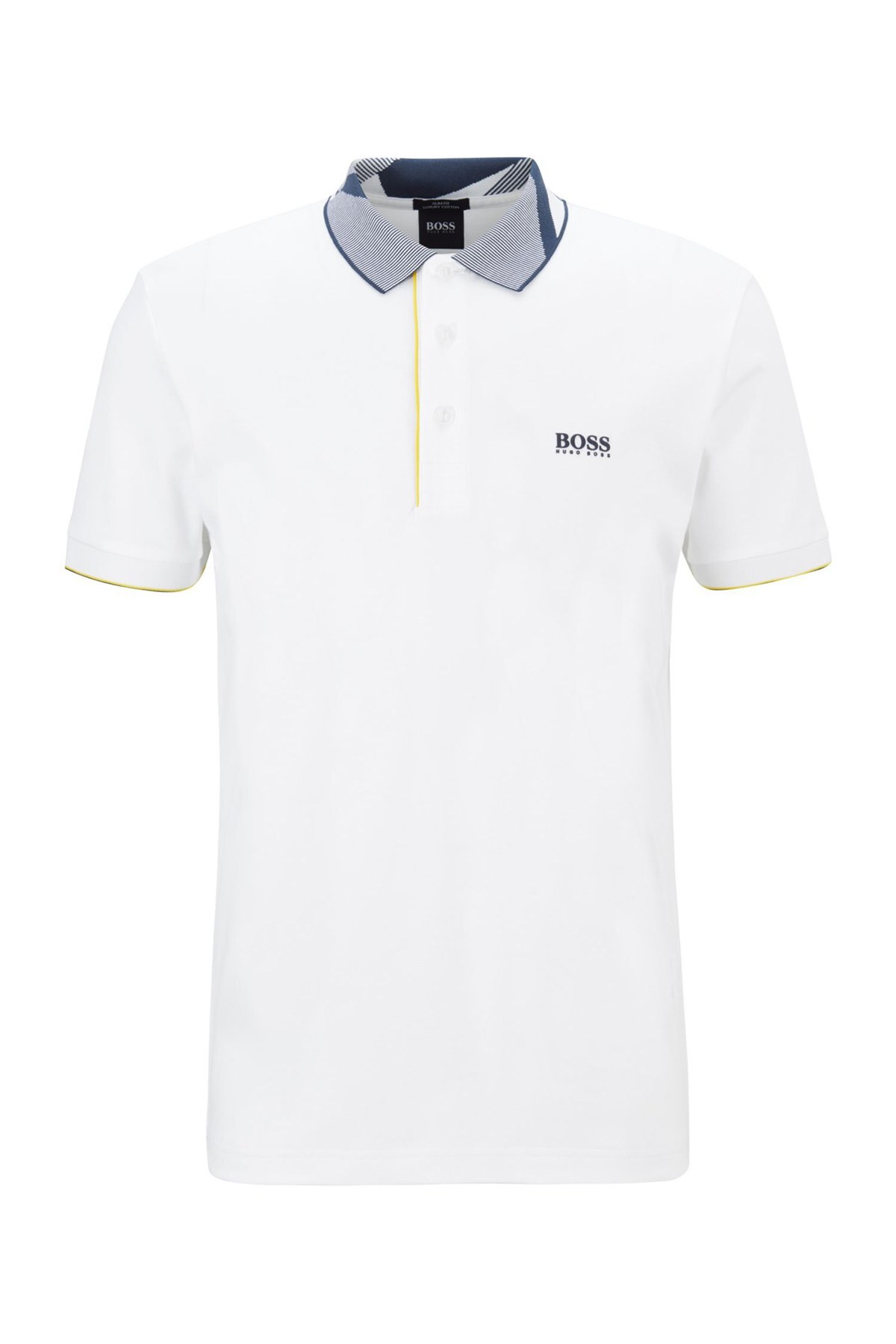 Hugo Boss % 100 Pamuklu Slim Fit T Shirt Erkek Polo 50448655 100 BEYAZ