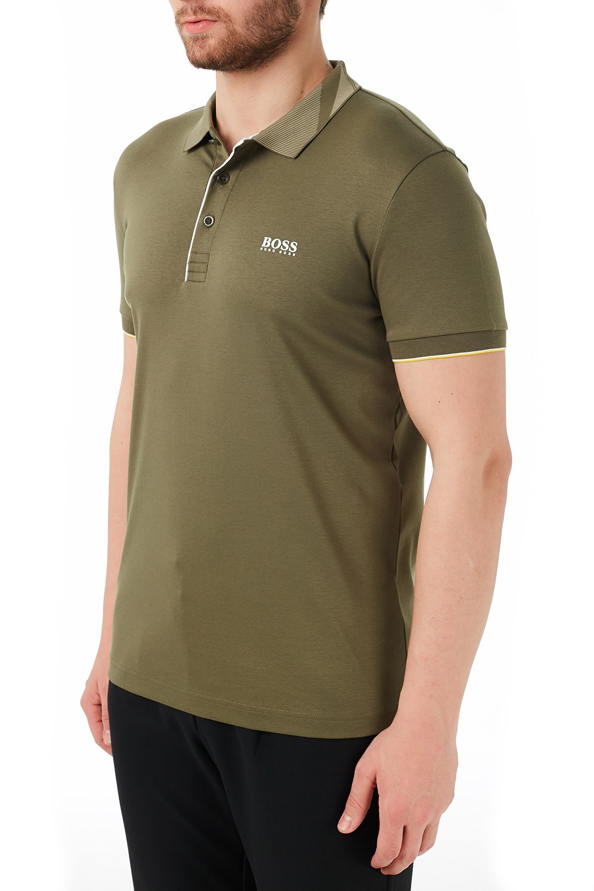 Hugo Boss % 100 Pamuklu Slim Fit T Shirt Erkek Polo 50448655 315 HAKİ