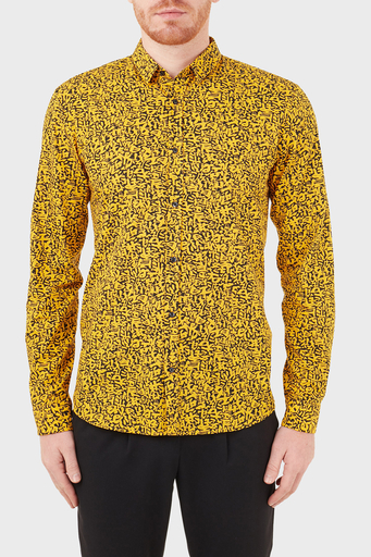 Hugo Boss Extra Slim Fit Baskılı % 100 Pamuk Erkek Gömlek 50449731 826 SARI - 1