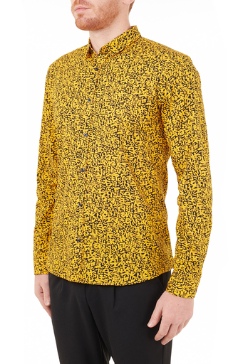 Hugo Boss Extra Slim Fit Baskılı % 100 Pamuk Erkek Gömlek 50449731 826 SARI - 3