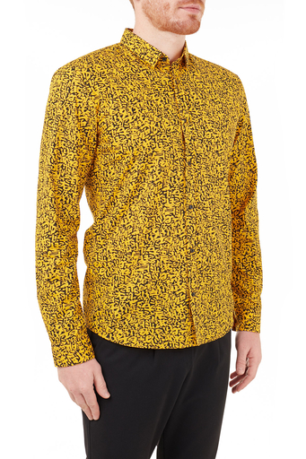Hugo Boss Extra Slim Fit Baskılı % 100 Pamuk Erkek Gömlek 50449731 826 SARI - 4