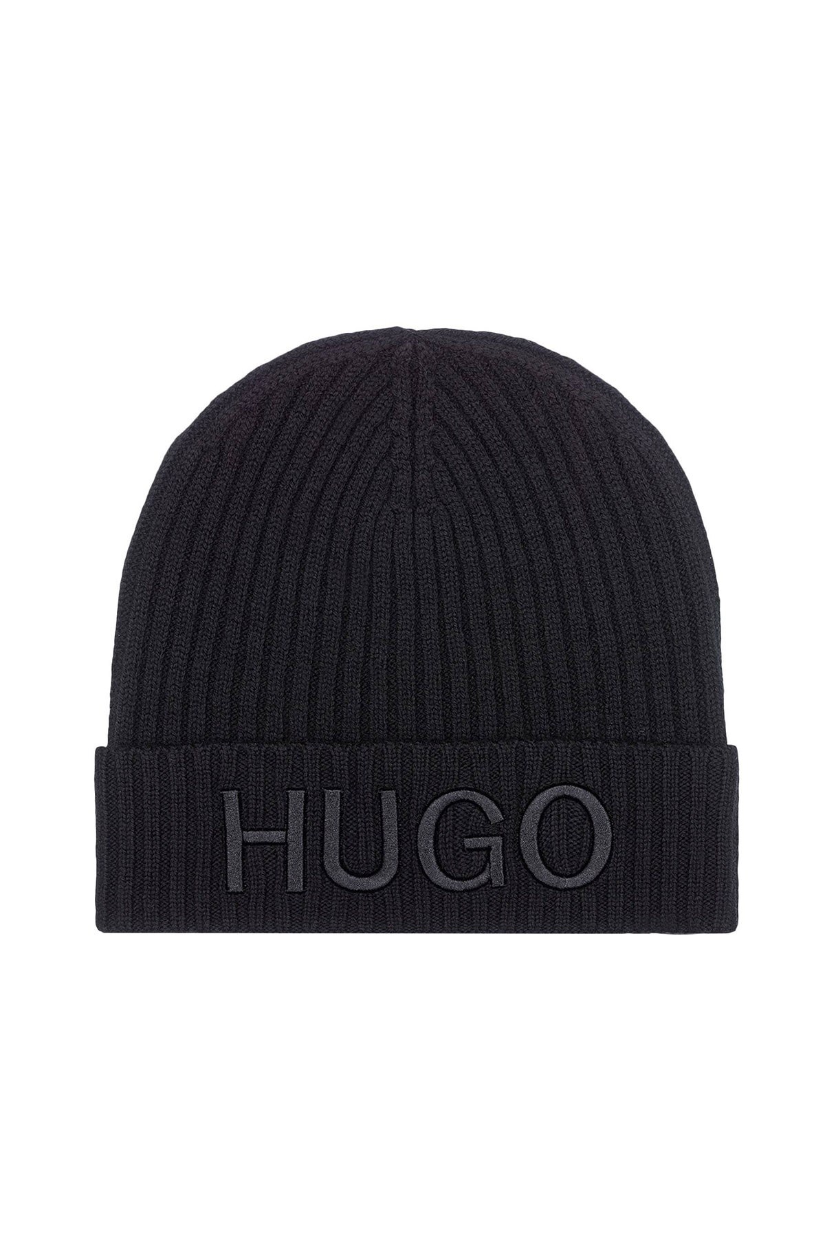 Hugo Boss Logo Baskılı % 100 Yün Erkek Bere 50438407 001 SİYAH