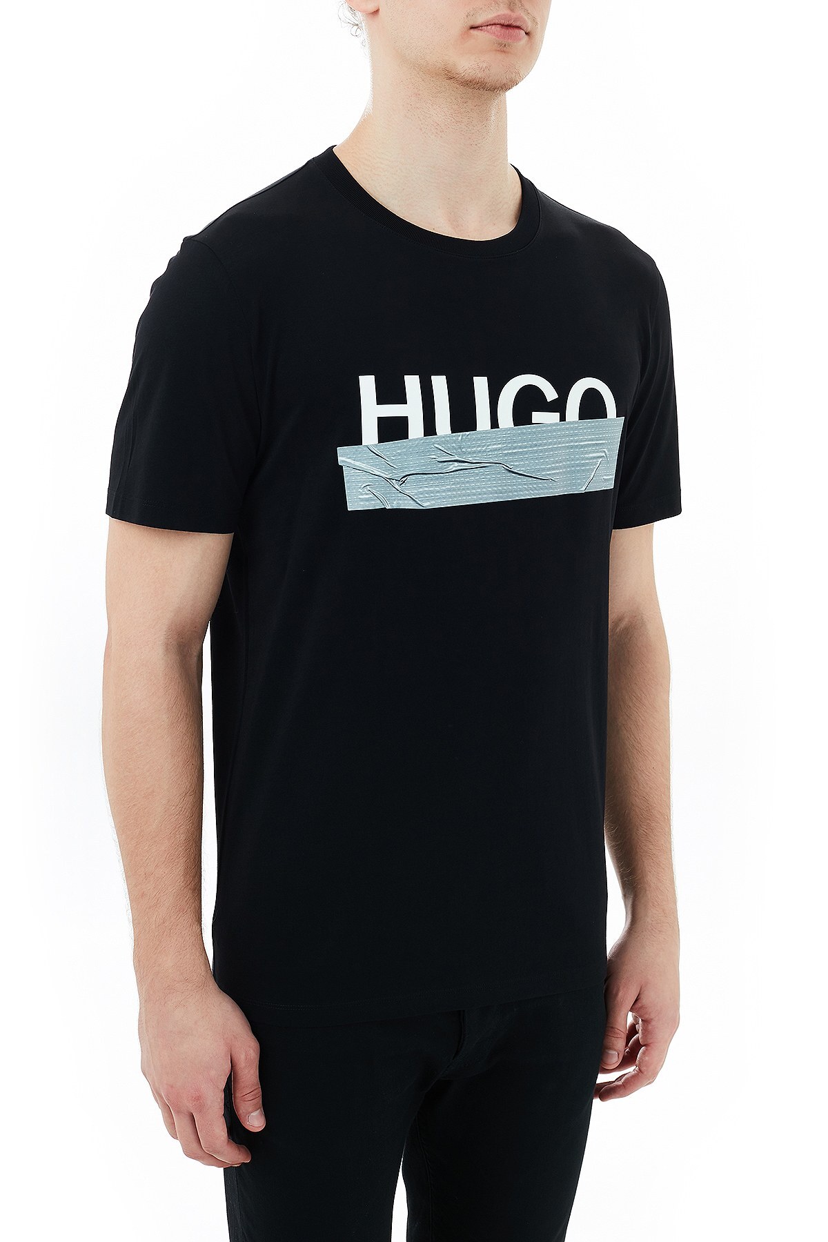 Hugo Boss Regular Fit Baskılı Bisiklet Yaka % 100 Pamuk Erkek T Shirt 50436413 001 SİYAH