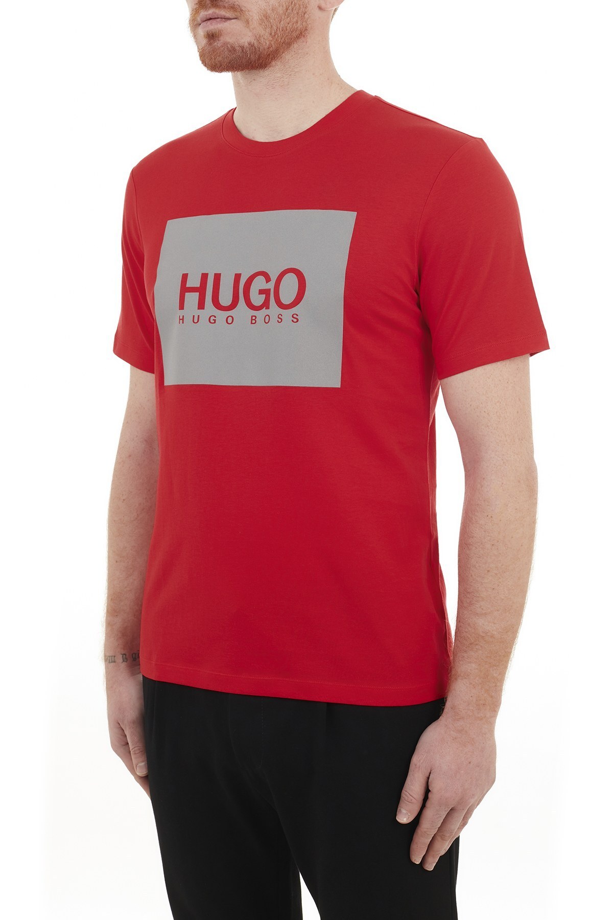 Hugo Boss Regular Fit Baskılı Bisiklet Yaka % 100 Pamuk Erkek T Shirt 50442929 693 KIRMIZI