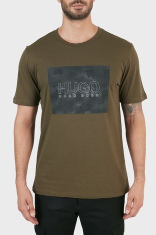 Hugo Boss - Hugo Boss Regular Fit Baskılı Bisiklet Yaka % 100 Pamuk Erkek T Shirt 50456859 304 HAKİ