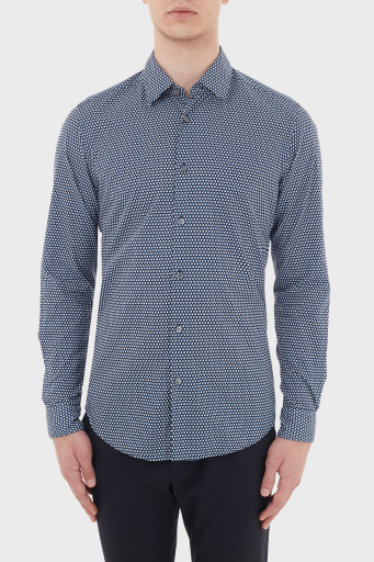Hugo Boss Regular Fit Düz Yaka % 100 Pamuk Erkek Gömlek 50438904 417 LACİVERT - 1