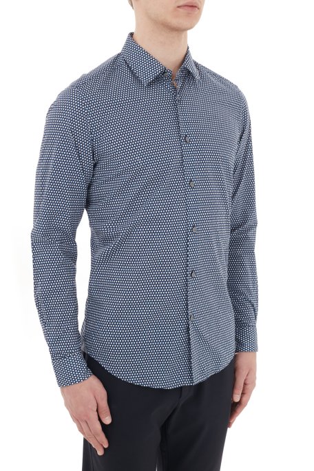 Hugo Boss Regular Fit Düz Yaka % 100 Pamuk Erkek Gömlek 50438904 417 LACİVERT - 4