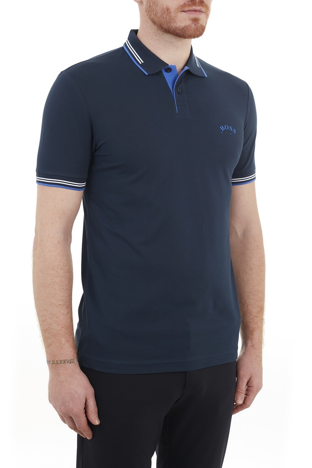 Hugo Boss Slim Fit Pamuklu Düğmeli T Shirt Erkek Polo 50412675 408 LACİVERT
