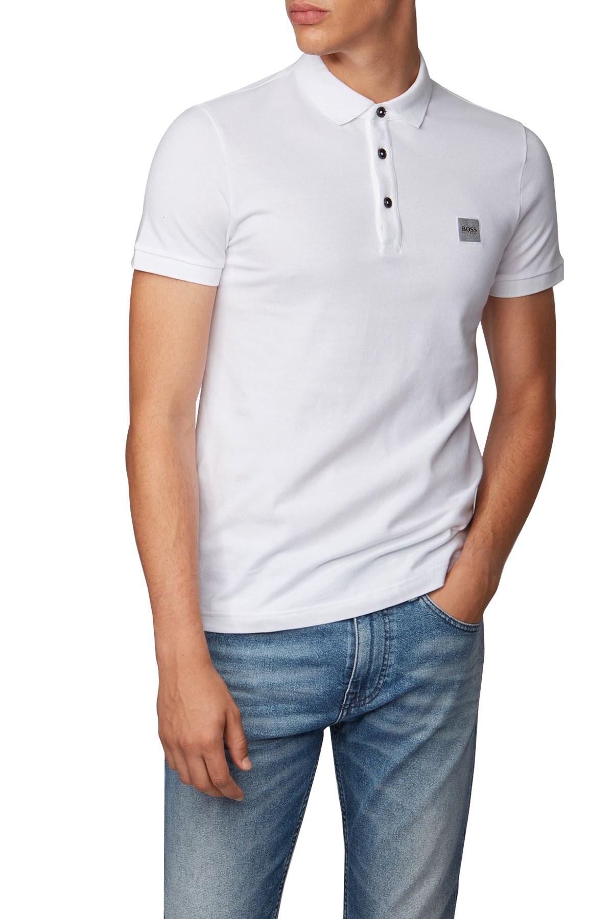 Hugo Boss Slim Fit T Shirt Erkek Polo 50378334 100 BEYAZ