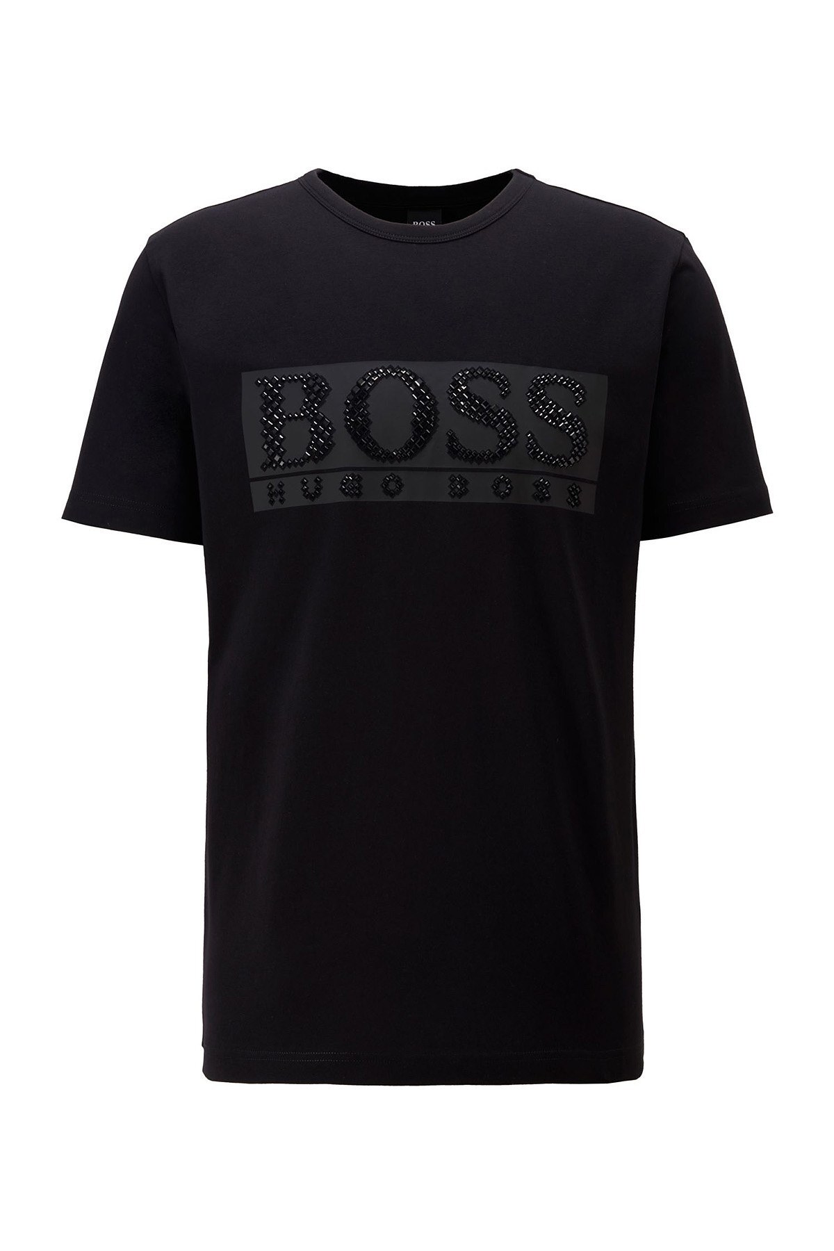 Hugo Boss Taşlı Logo Detaylı Bisiklet Yaka Erkek T Shirt 50443712 001 SİYAH