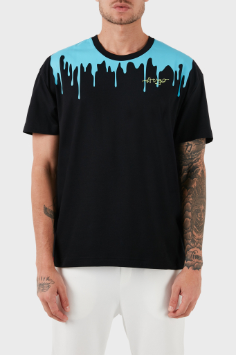 Hugo Desenli Bisiklet Yaka Pamuklu Slim Fit Erkek T Shirt 50515212 004 SİYAH - 5