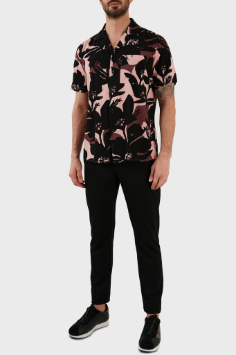 Hugo Desenli Relaxed Fit Apaş Yaka Kısa Kollu Erkek Gömlek 50484363 687 PEMBE - 2
