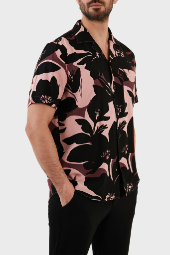 Hugo Desenli Relaxed Fit Apaş Yaka Kısa Kollu Erkek Gömlek 50484363 687 PEMBE - 3