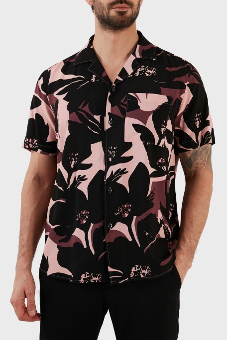Hugo Desenli Relaxed Fit Apaş Yaka Kısa Kollu Erkek Gömlek 50484363 687 PEMBE - 4