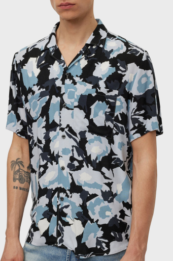 Hugo Desenli Relaxed Fit Kısa Kollu Poplin Erkek Gömlek 50490687 451 MAVİ - 4