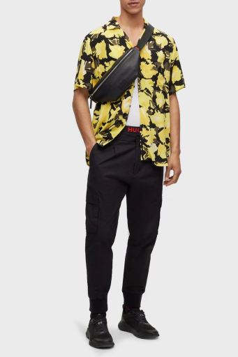 Hugo Desenli Relaxed Fit Kısa Kollu Poplin Erkek Gömlek 50490687 732 SARI-SİYAH - 2