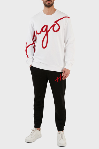 Hugo El Yazısı Logolu Pamuklu Bisiklet Yaka Regular Fit Erkek Sweat 50482922 100 BEYAZ - 3