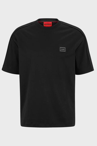 Hugo İnterlok Pamuklu Bisiklet Yaka Regular Fit Erkek T Shirt 50485239 001 SİYAH - 3
