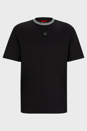Hugo İnterlok Pamuklu Relaxed Fit Erkek T Shirt 50510035 001 SİYAH - 10