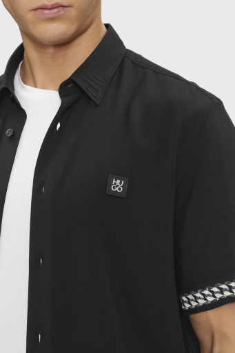 Hugo Kısa Kollu Relaxed Fit Erkek Gömlek 50514168 001 SİYAH - 4