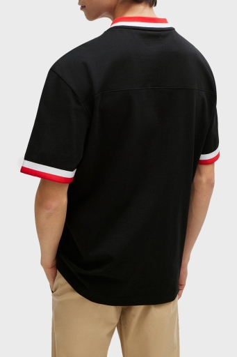 Hugo Logo Baskılı % 100 Pamuk Relaxed Fit V Yaka Erkek T Shirt 50510173 001 SİYAH - 8