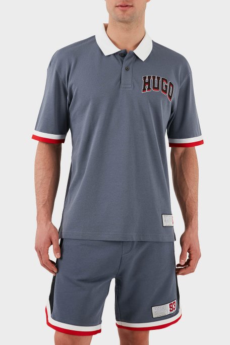 Hugo Logo Baskılı Pamuklu Regular Fit Düğmeli Erkek Polo Yaka T Shirt 50510183 462 MAVİ - 1