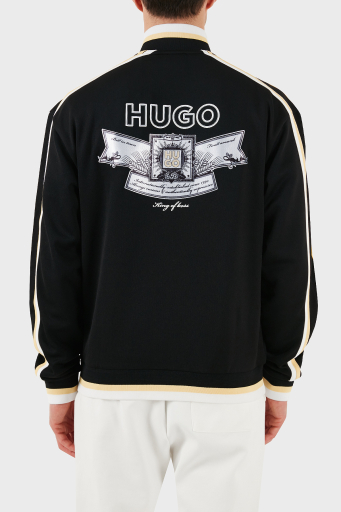 Hugo Logo Baskılı Pamuklu Regular Fit Şerit Detaylı Dik Yaka Erkek Sweat 50510098 001 SİYAH - 3